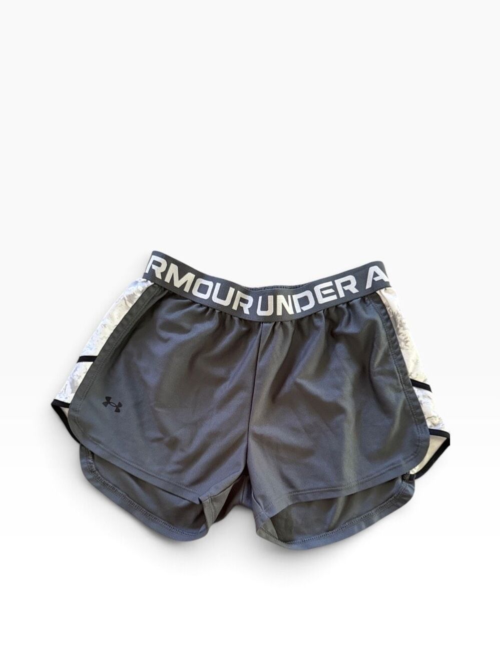 Under Armour Running Shorts Logo Floral Grey White Women’s size Small